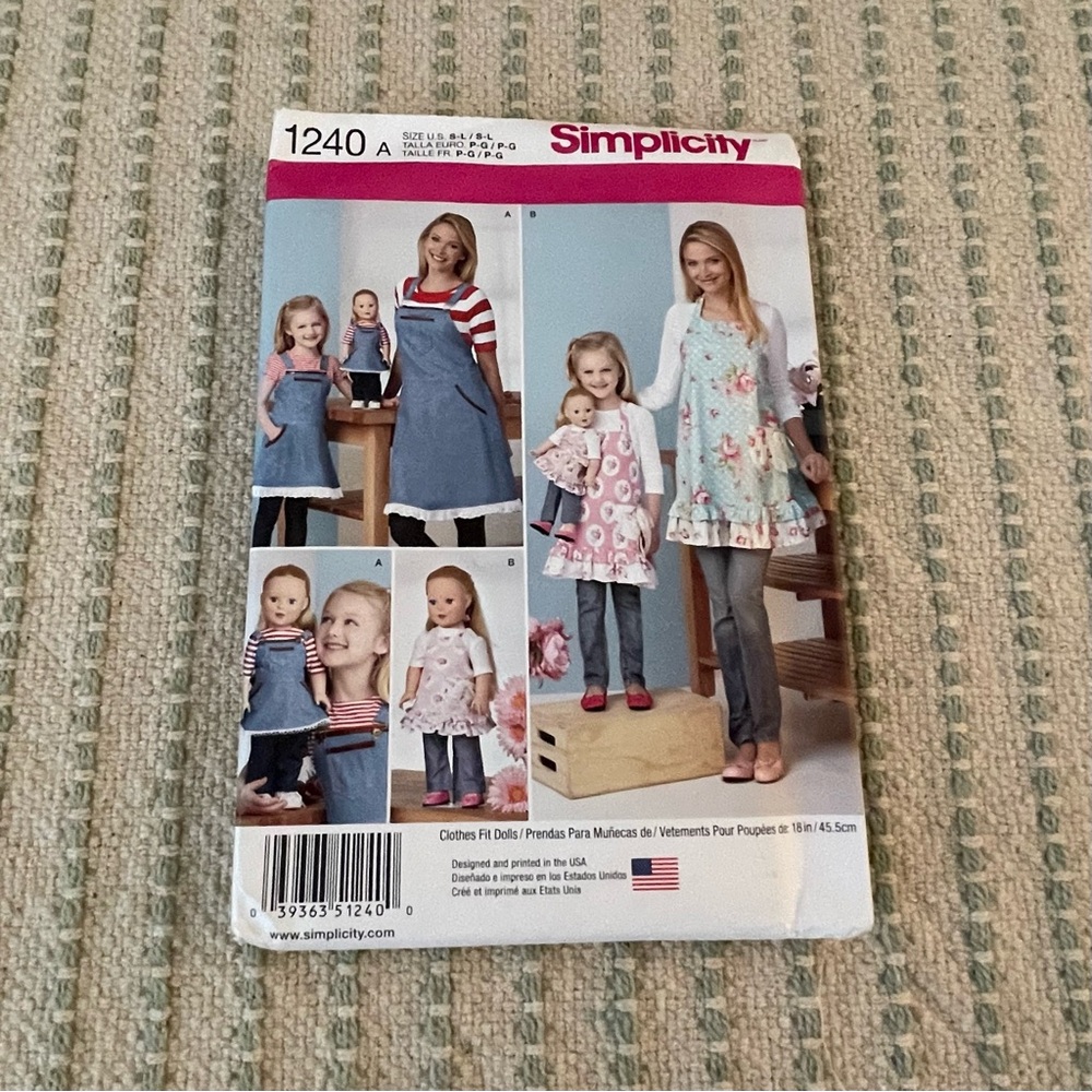 NEW - Simplicity Sewing Pattern 1240 - Mom & Daughter & Doll Sewing Pattern
